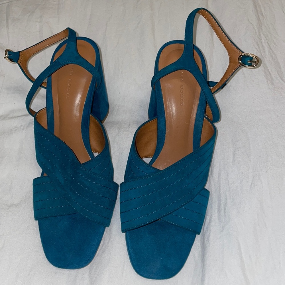 Zara Turquoise Suede Heels